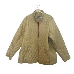 Lands' End Quilted Full Zip Collared Lightweight Jacket Size 3X Tan Insulated